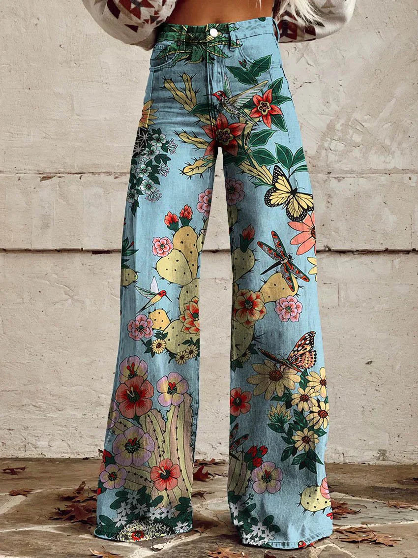 VERA BLUE FOREST WIDE-LEG TROUSERS