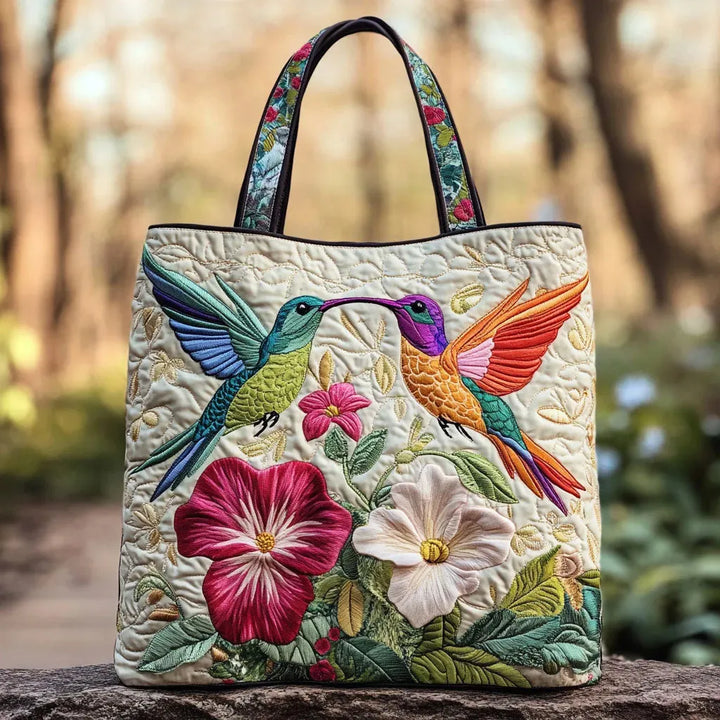 Padded Pouch - Hummingbird and White Flowers