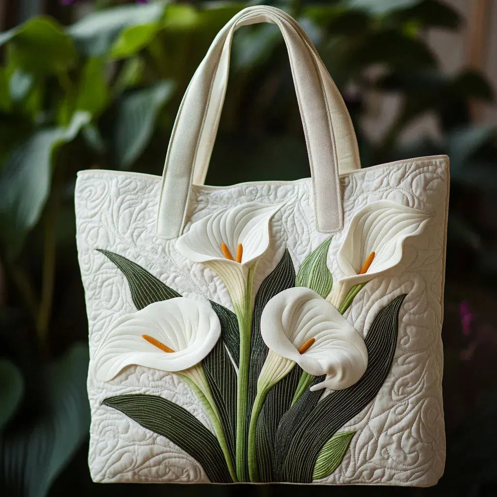 Handmade Matelassé Bag - White Arums