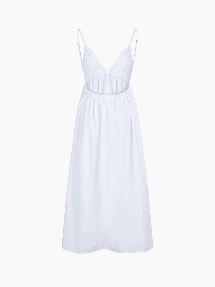Damen Ärmelloses V-Ausschnitt Midi-Kleid