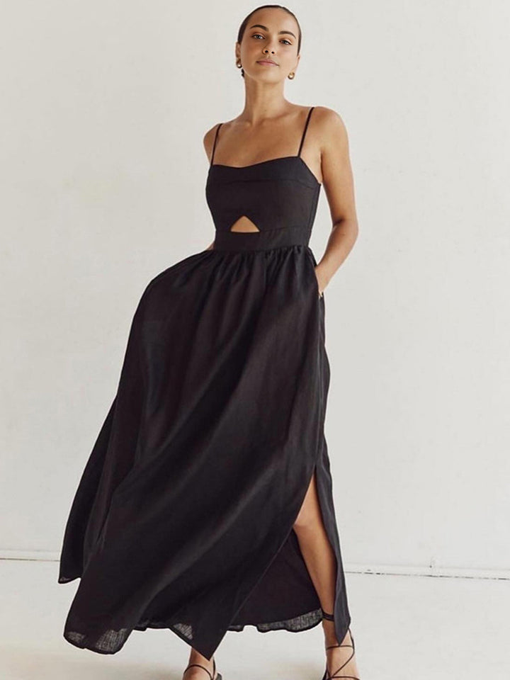 Damen Ärmelloses Maxi-Kleid mit Ausschnitten und Taschen