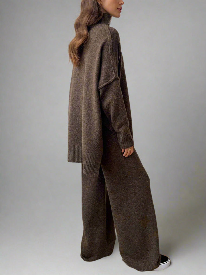 Damen Turtleneck Lounge Set mit Weitbein-Hosen