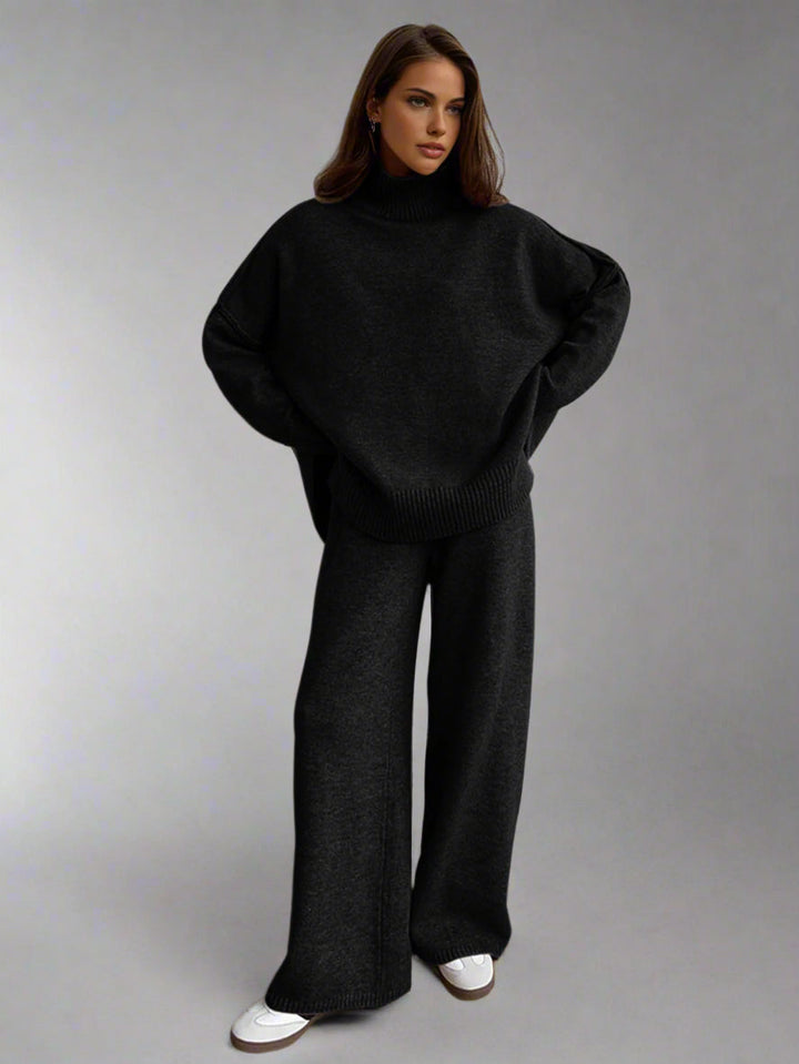 Damen Turtleneck Lounge Set mit Weitbein-Hosen