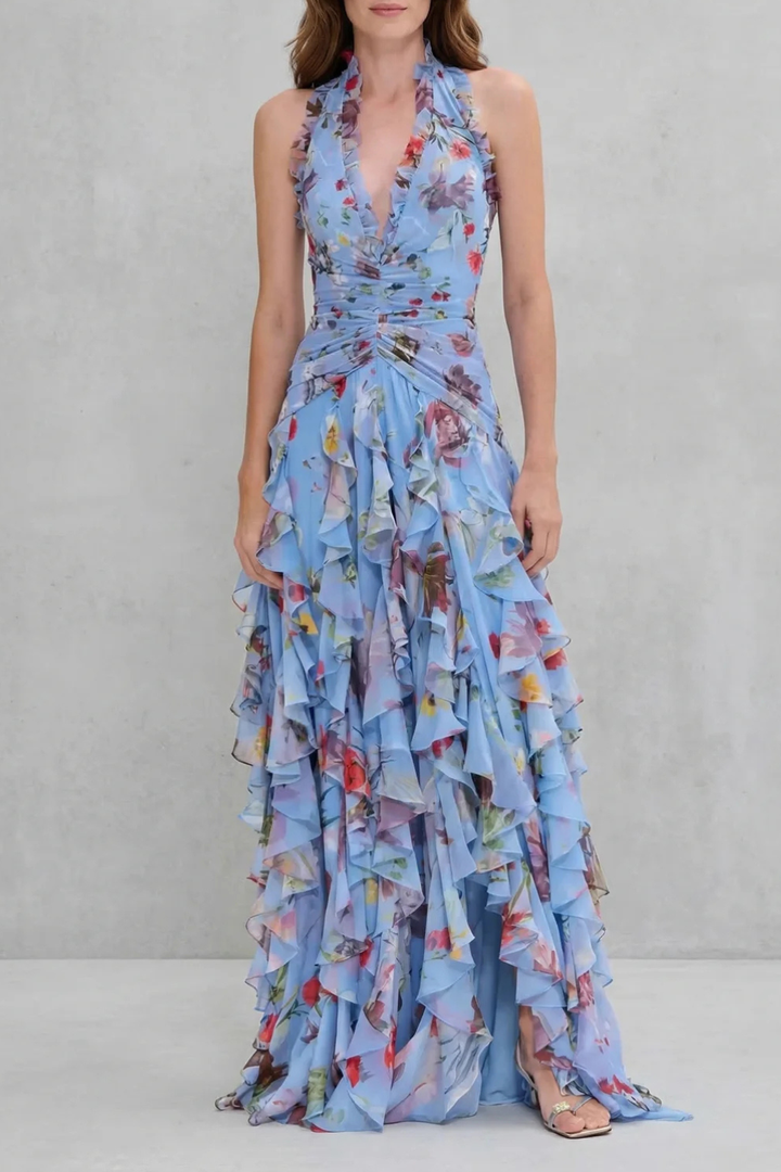 Belladina | Damen Floral Maxi Kleid mit Rüschen