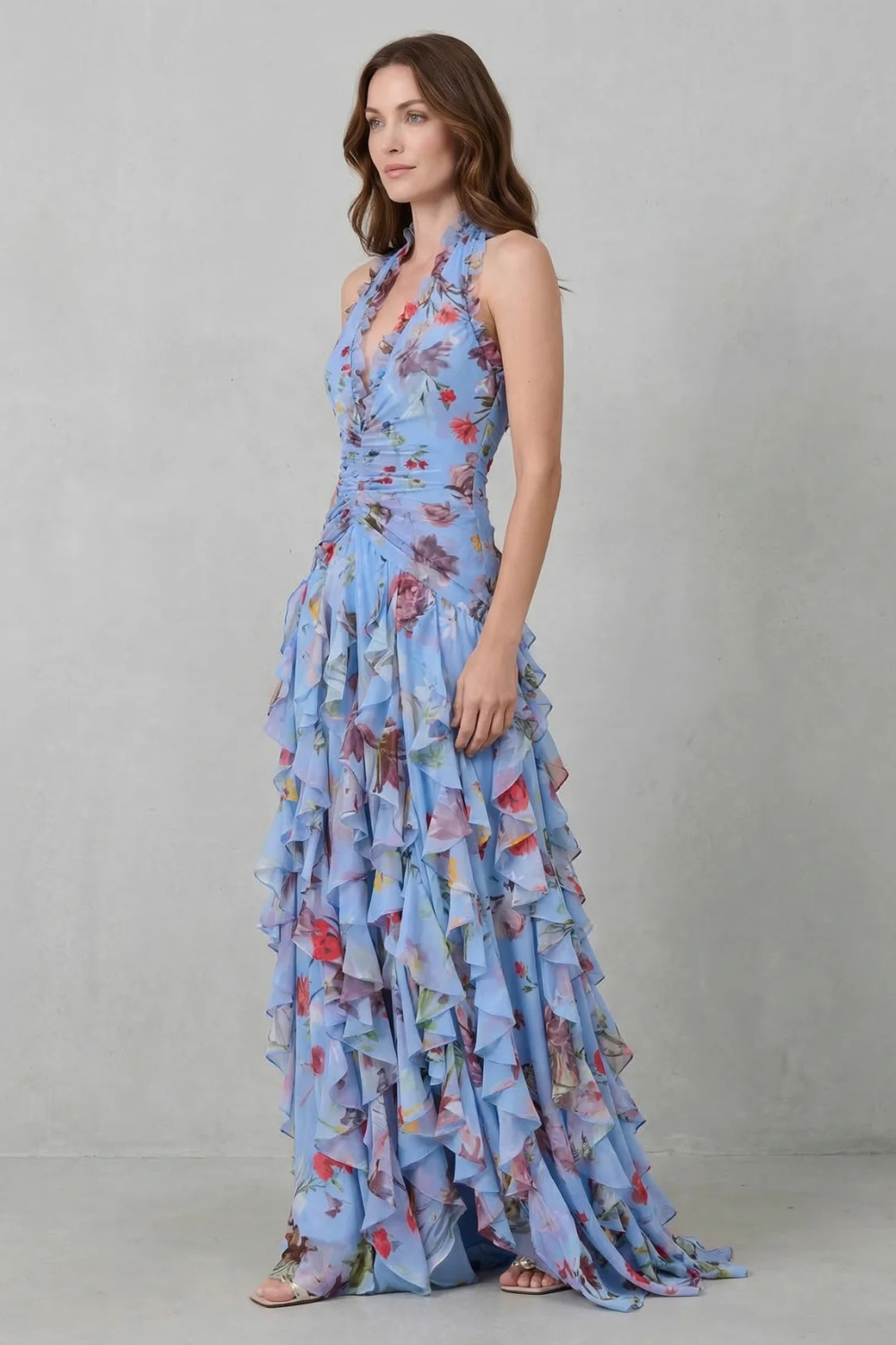 Belladina | Damen Floral Maxi Kleid mit Rüschen
