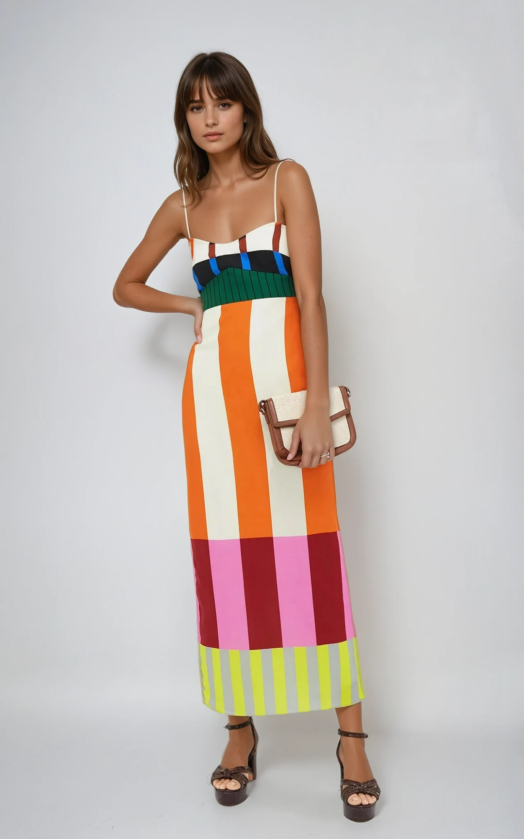 Bengal | Damen gestreiftes Maxikleid