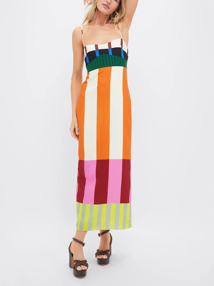 Bengal | Damen gestreiftes Maxikleid