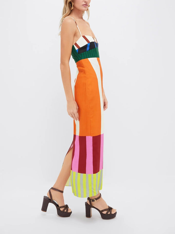 Bengal | Damen gestreiftes Maxikleid