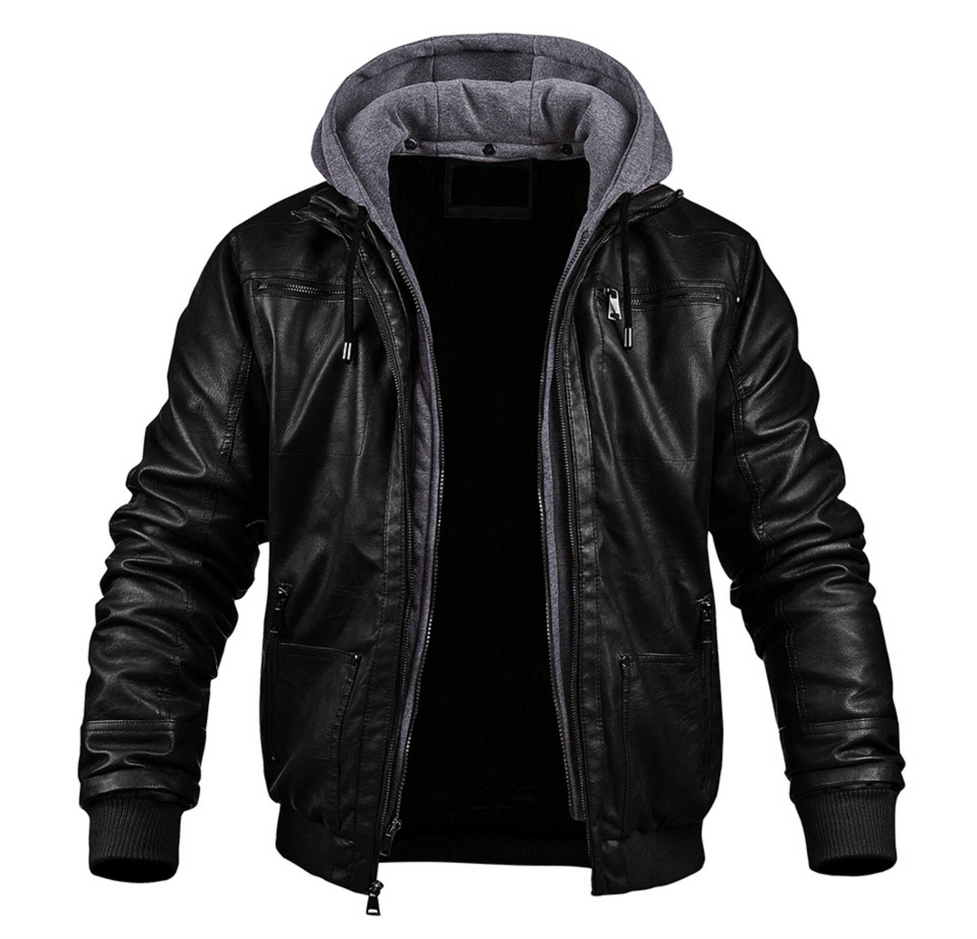 Stylish Premium Leather Winter Jacket with Hood