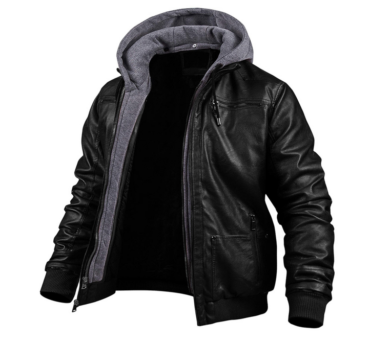 Stylish Premium Leather Winter Jacket with Hood