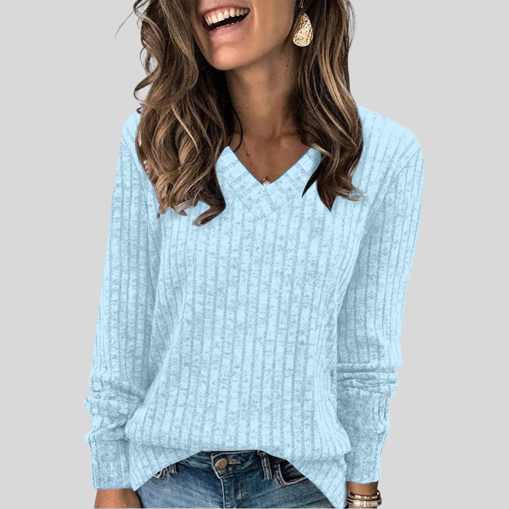 Women's V-neck sweater with long sleeves
