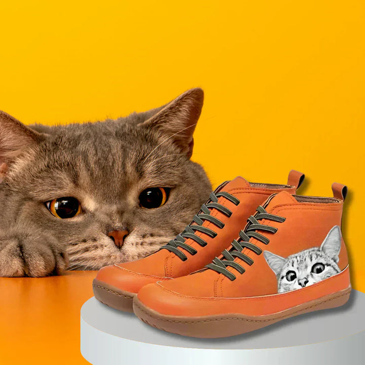Monika™ - Cat-Leather Ankle Boots