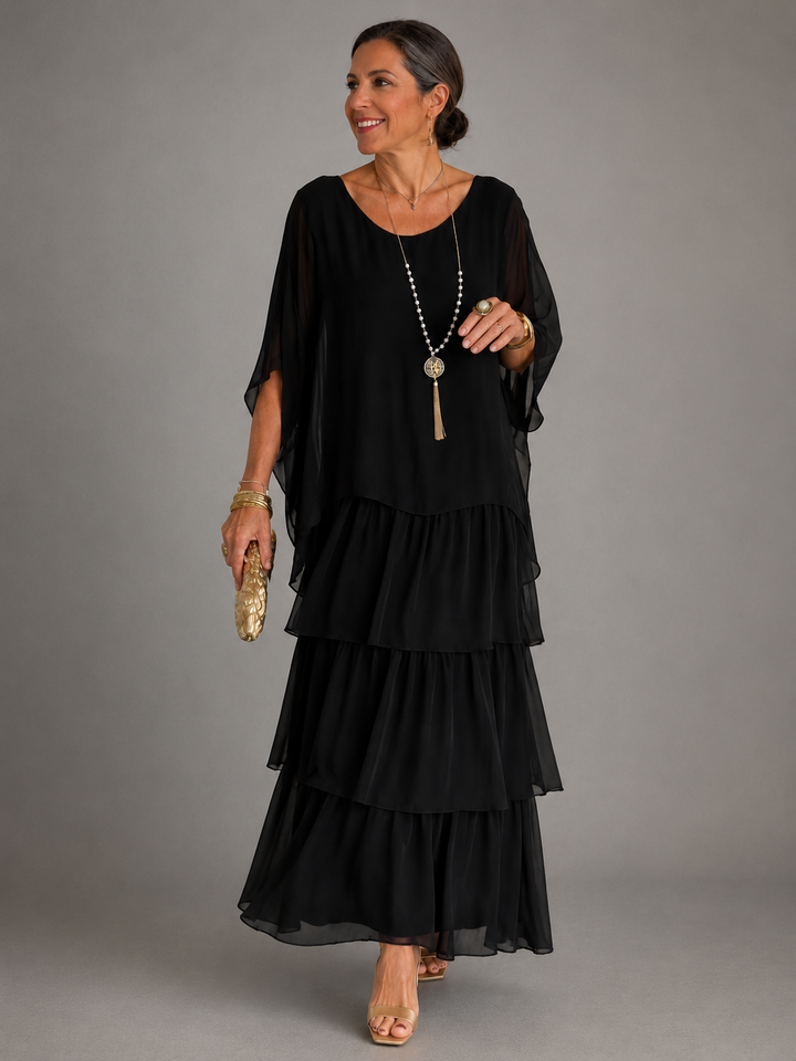 Lara | Damen Maxikleid mit Rundhalsausschnitt und Taschen