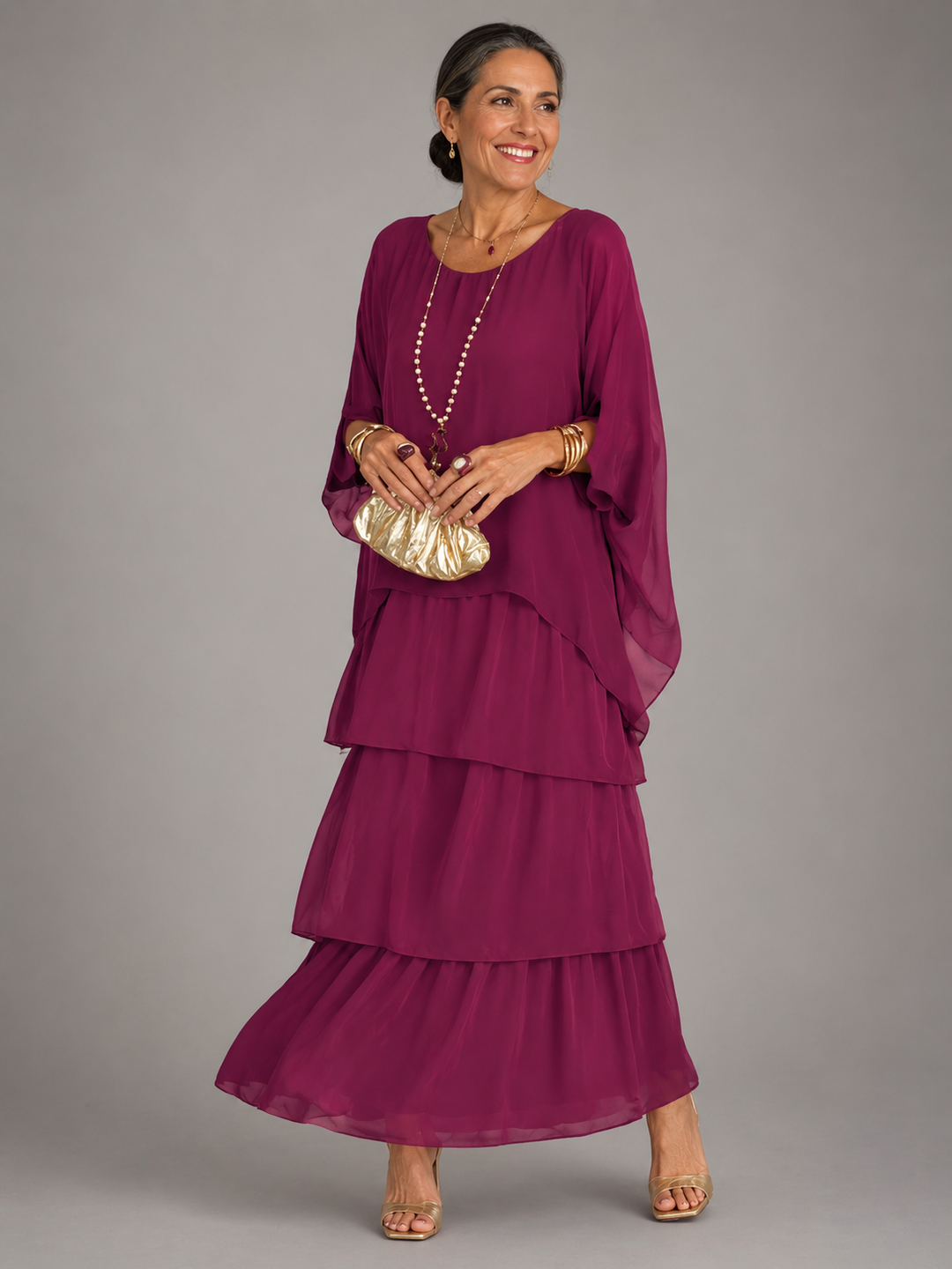Lara | Damen Maxikleid mit Rundhalsausschnitt und Taschen