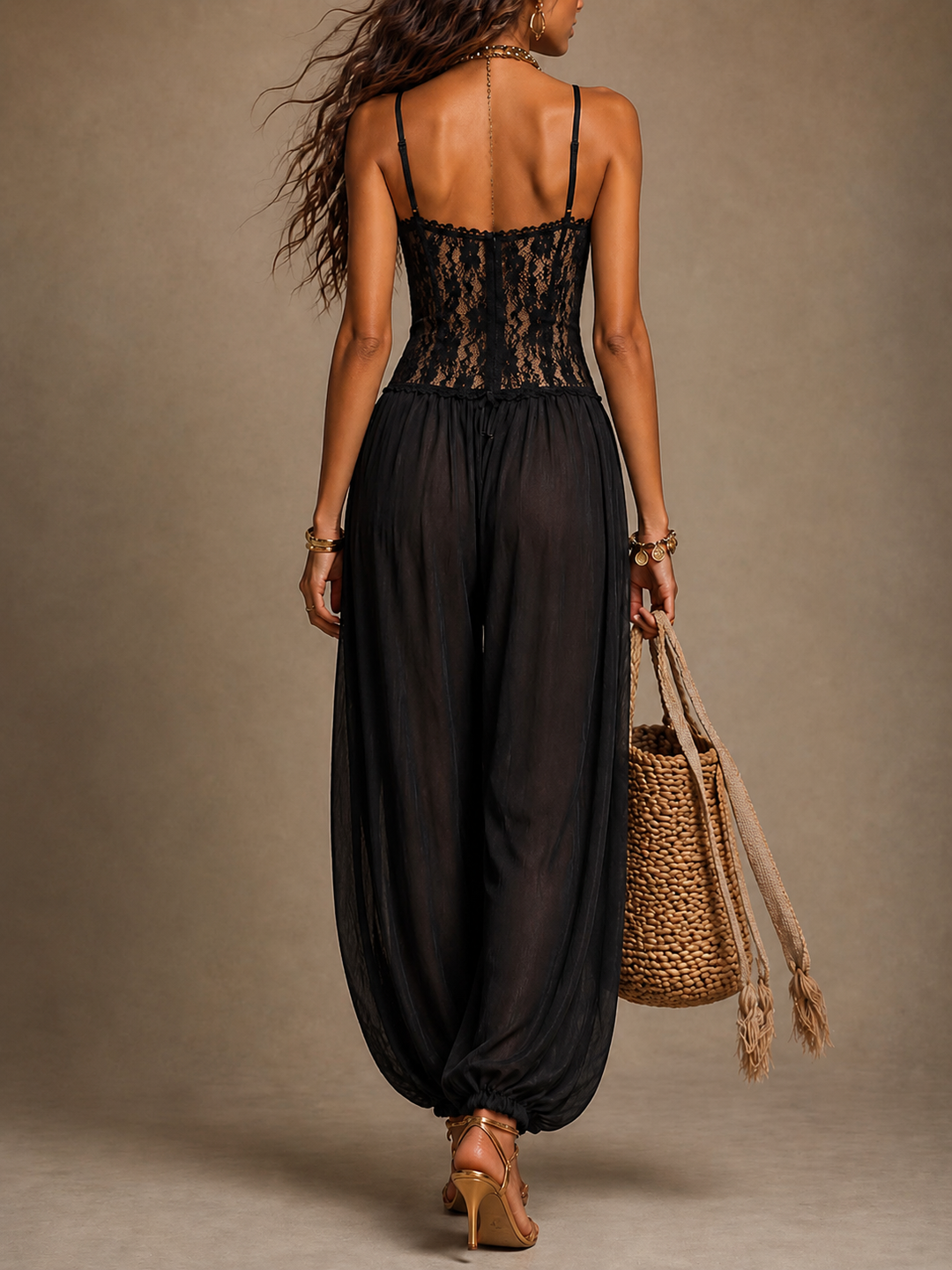 Laia | Damen Spitzen-Jumpsuit mit Taschen