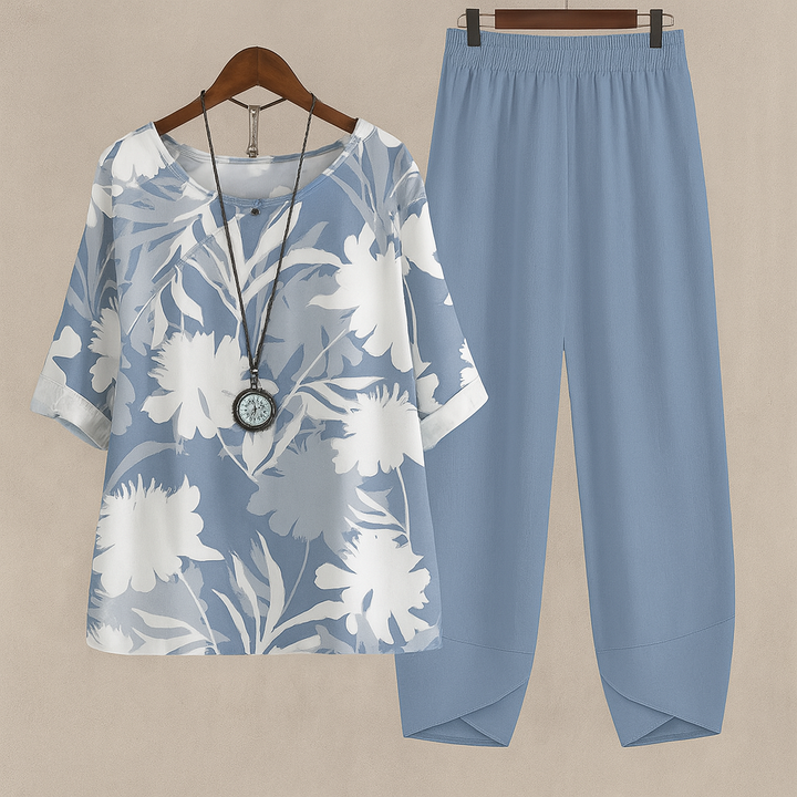 Damen Zweiteiliges Set mit Rundhals und Kurzarm