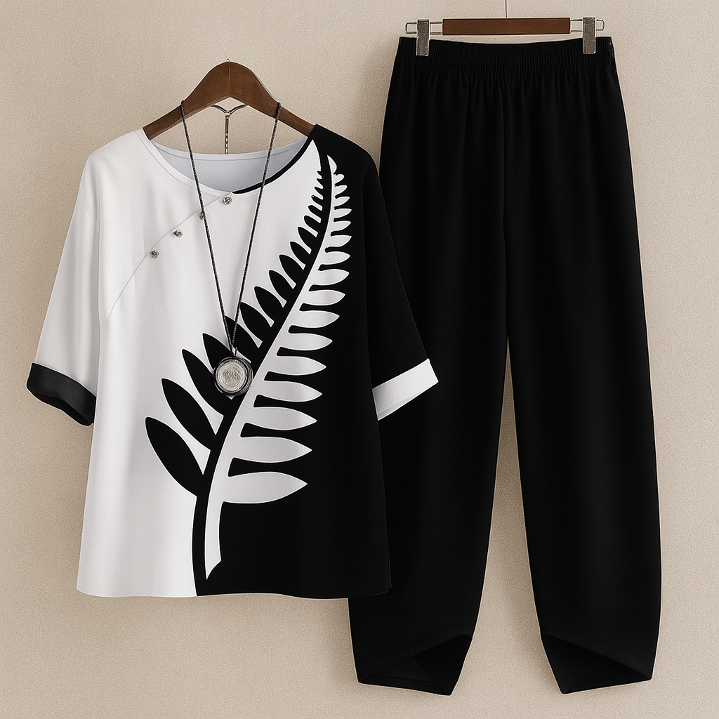 Damen Zweiteiliges Set mit Rundhals und Kurzarm