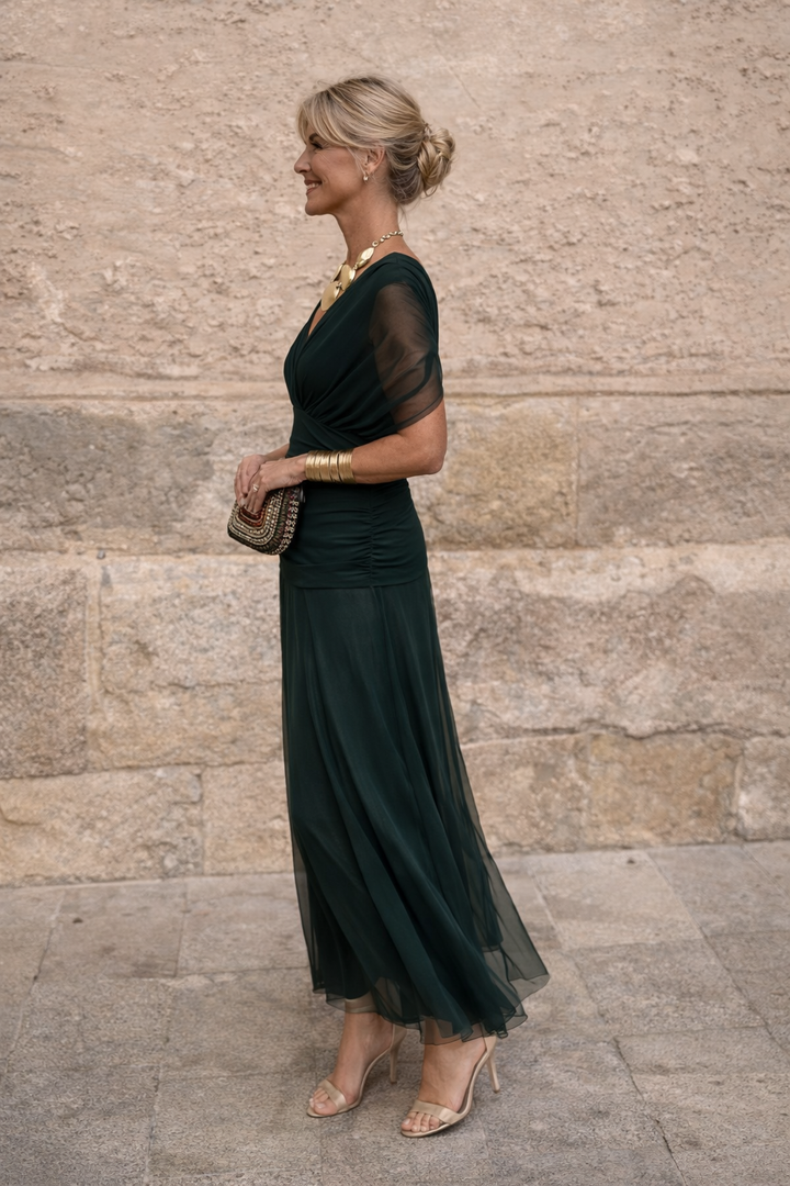 Elegant maxi dress for parties with a V-neck