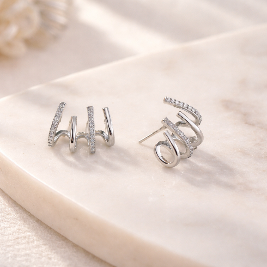 Cubic Zirconia Claw Earrings