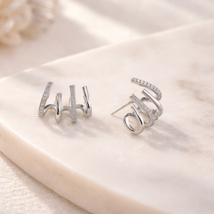 Cubic Zirconia Claw Earrings