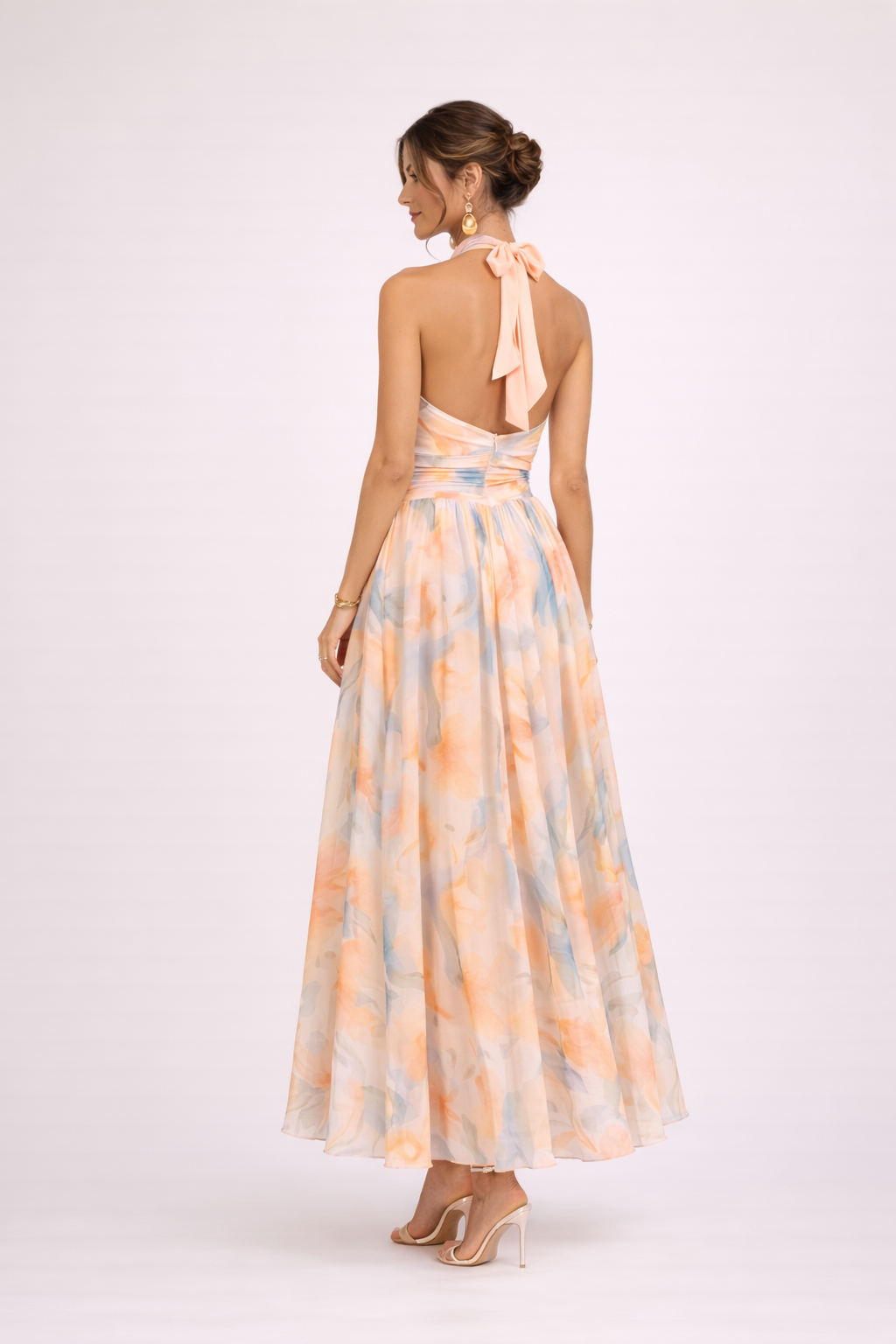 CAMILLE - Watercolor Halter Dress
