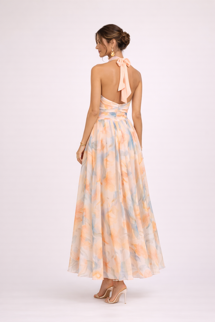 CAMILLE - Watercolor Halter Dress