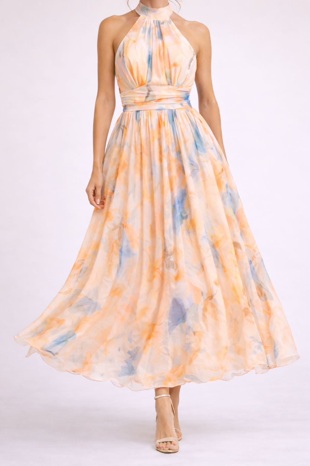 CAMILLE - Watercolor Halter Dress