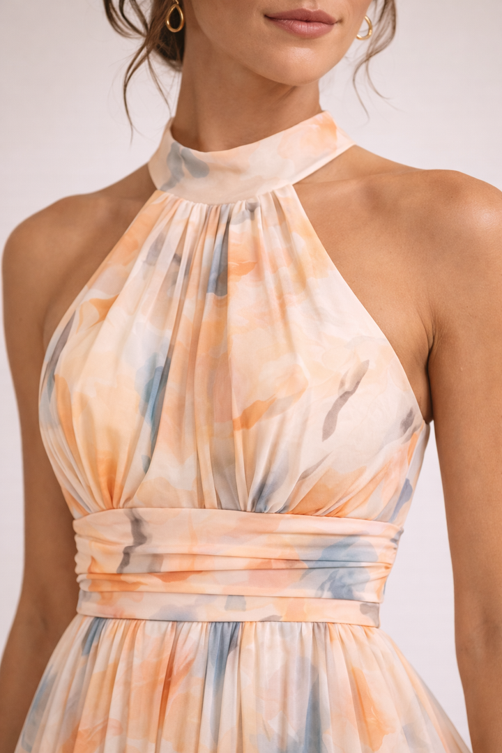 CAMILLE - Watercolor Halter Dress