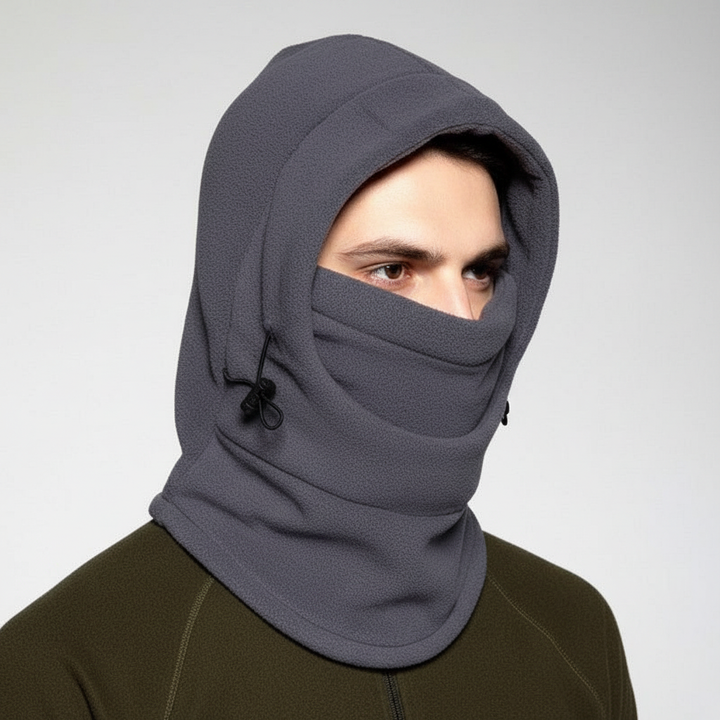 Dreifachfunktion Haube mit Gesichtsmaske und Kordelzug