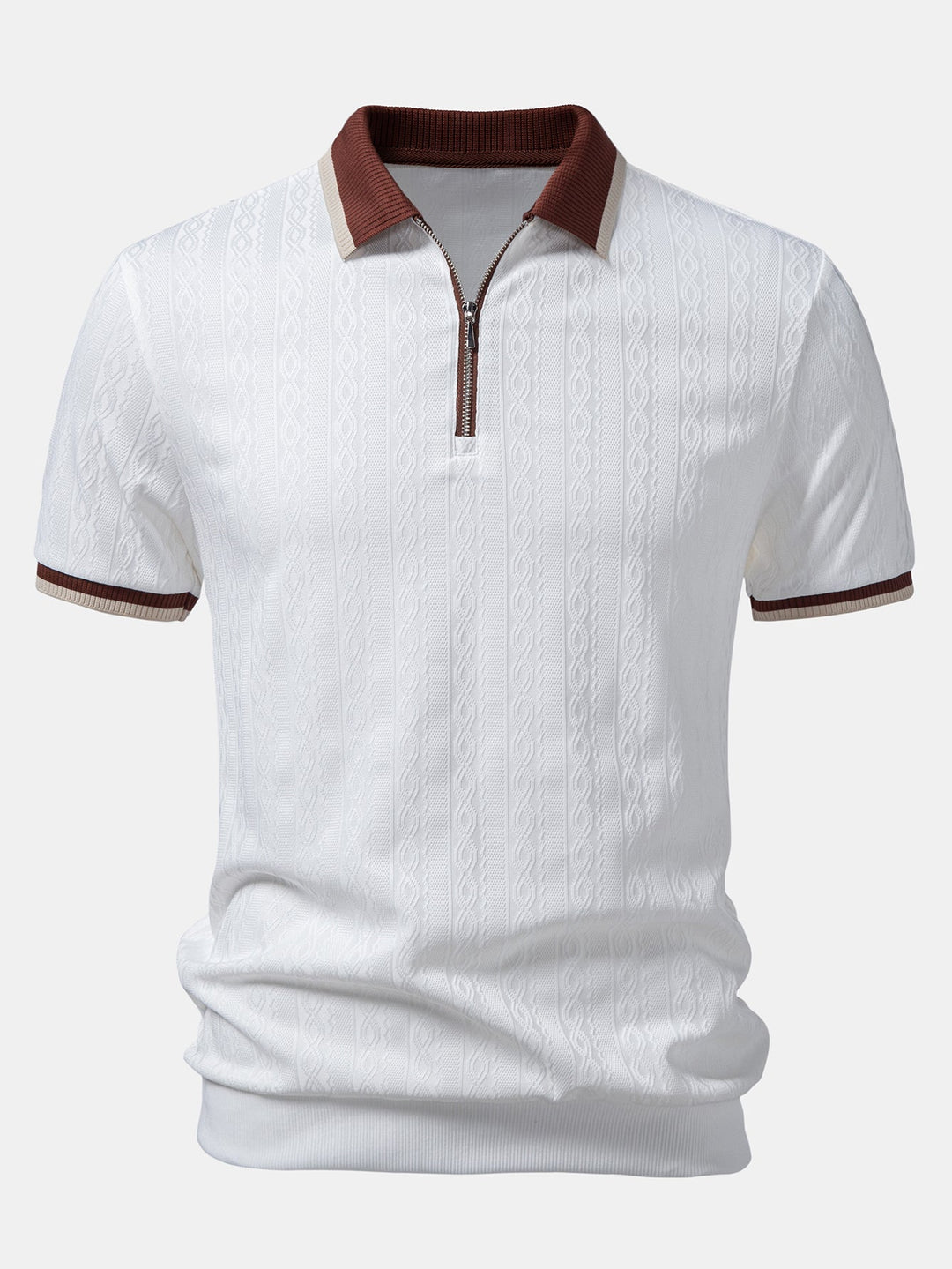 Herren Kurzarm Zip Polo & Elastischer Bund Gerade-Hosen Set