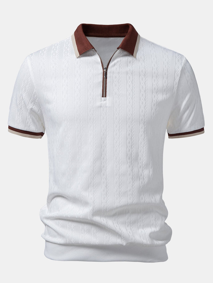 Herren Kurzarm Zip Polo & Elastischer Bund Gerade-Hosen Set