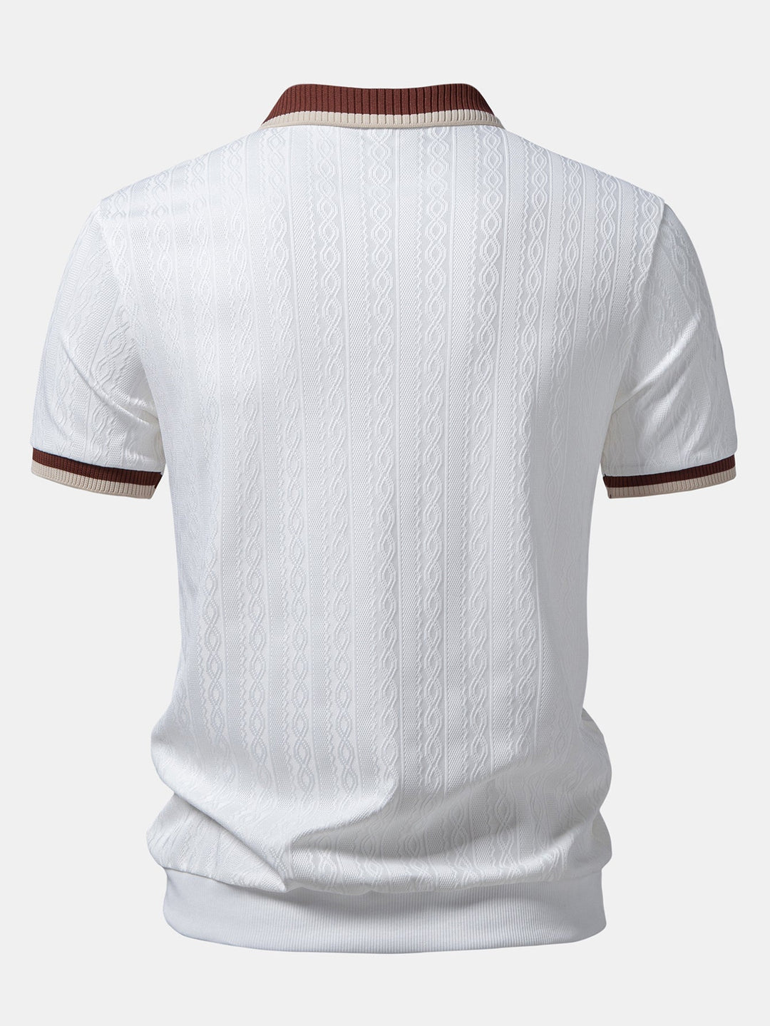 Structured Knit Polo with Contrast Trim and Zipper