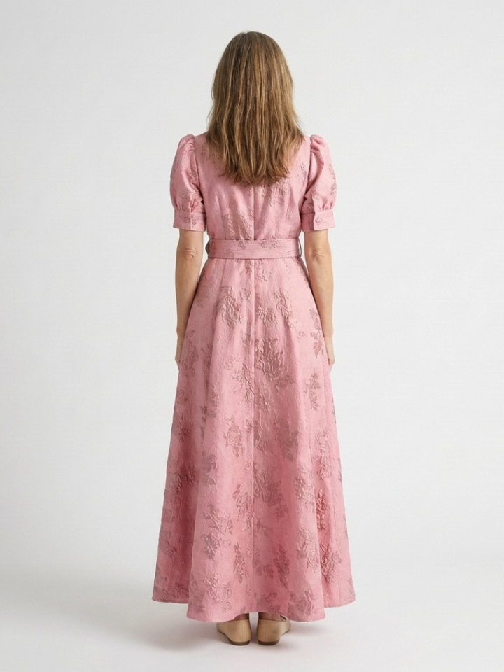 Xanthea | Short-sleeved, tailored, floral-textured maxi dress