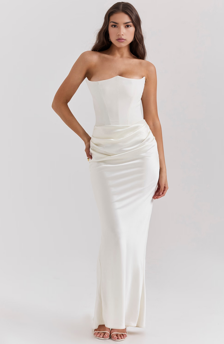 Mia | Damen Trägerloses Maxikleid