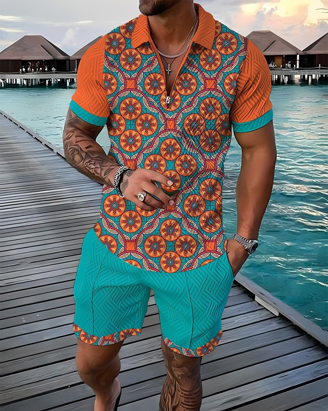 FINN | AZURE POLO SHIRT AND SHORTS SET