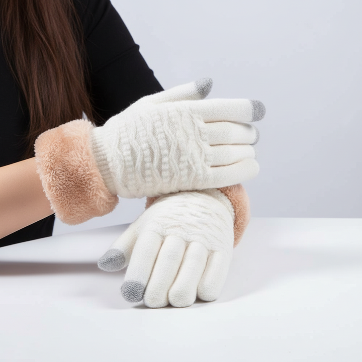 Touchscreen-Handschuhe mit Zopfmuster