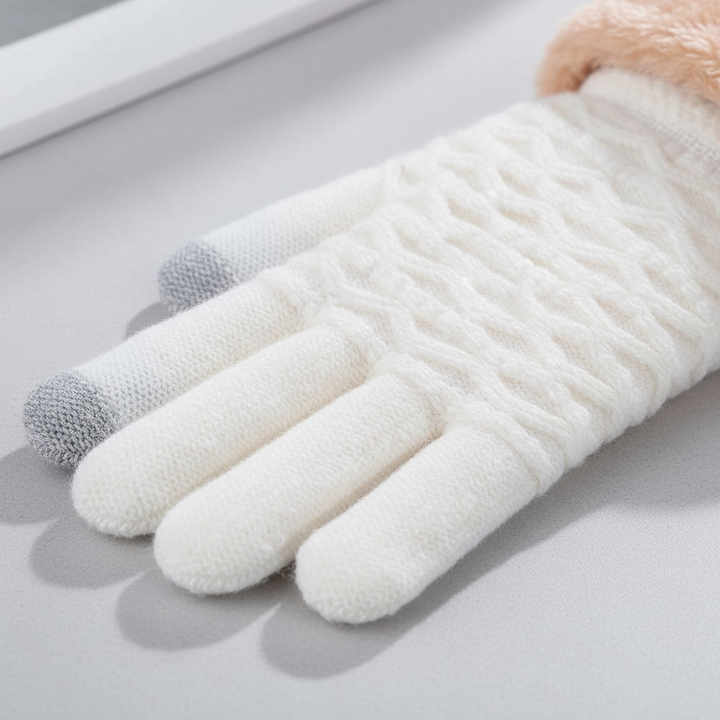 Touchscreen-Handschuhe mit Zopfmuster