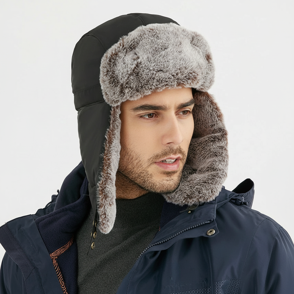 Gefütterte Wintermütze mit Ohrenklappen, wasser- und winddicht