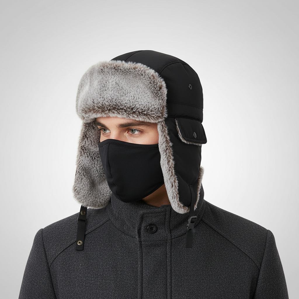 Gefütterte Wintermütze mit Ohrenklappen, wasser- und winddicht