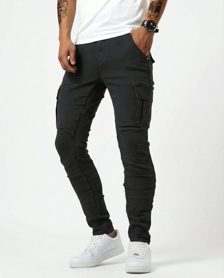 Elastic Navy Cargo Pants
