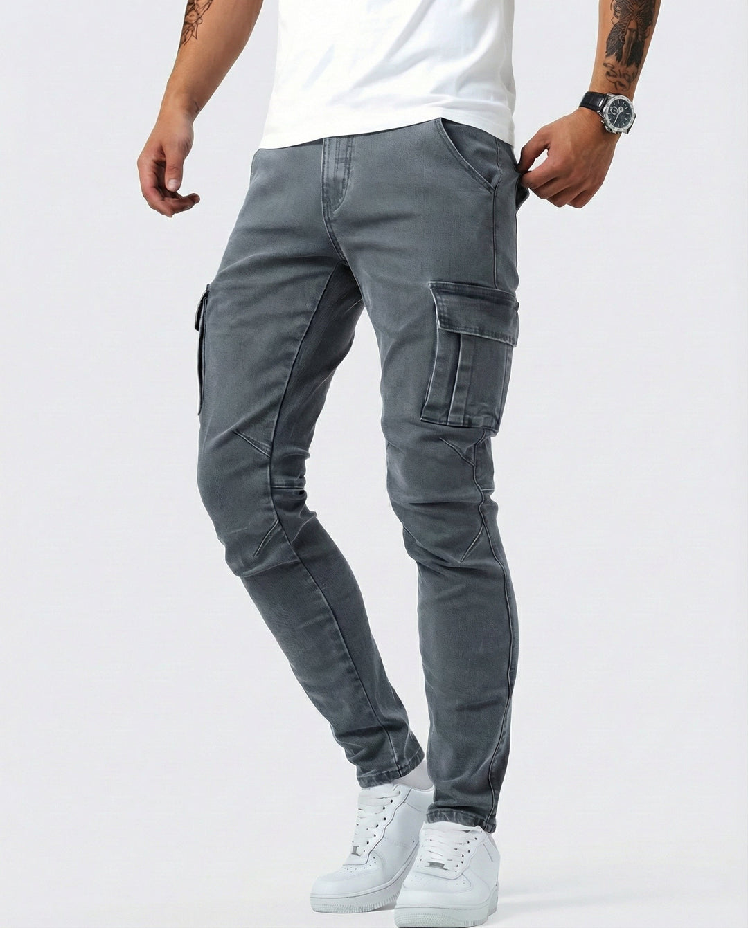 Elastic Navy Cargo Pants