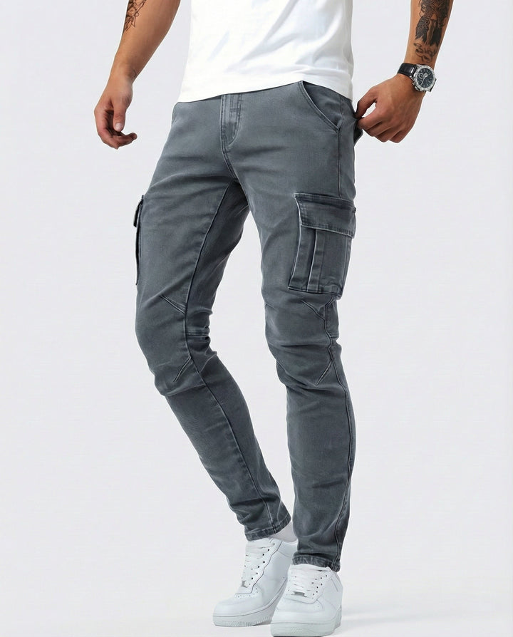 Elastic Navy Cargo Pants
