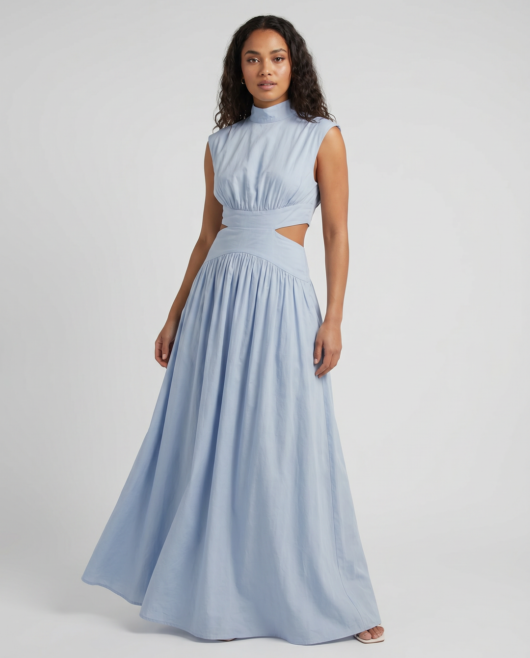 Damen Maxikleid mit Cut-Outs und kurzen Ärmeln