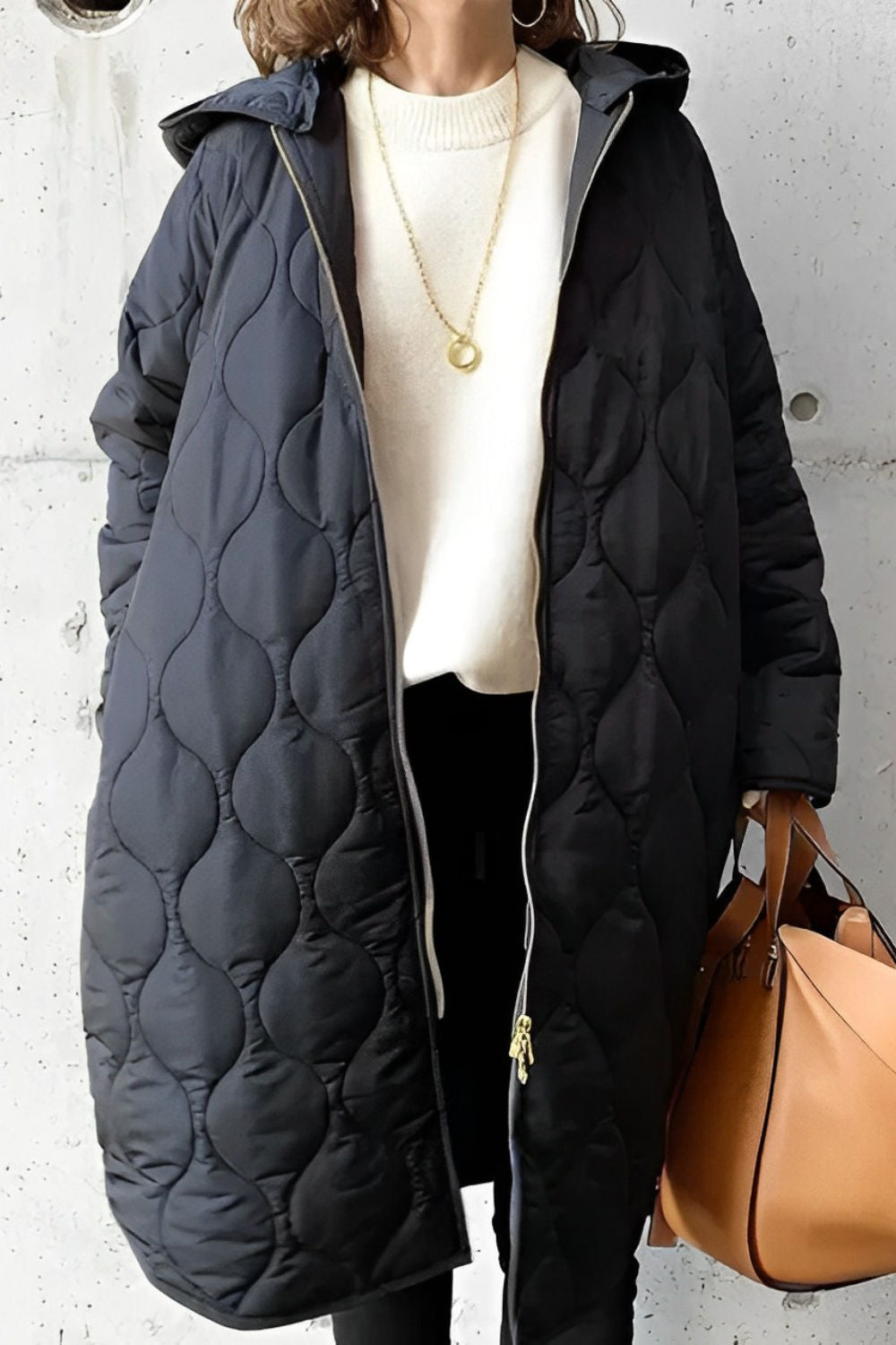 Women's Long-Sleeve Padded Parka with Hood and Pockets