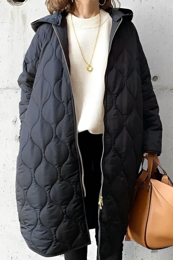 Women's Long-Sleeve Padded Parka with Hood and Pockets
