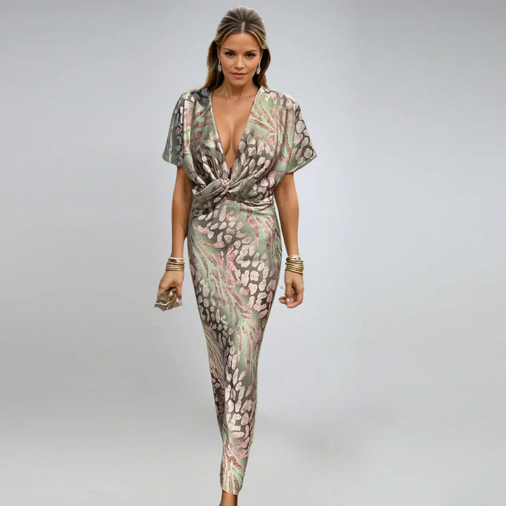 Kelsey - V-Neck Twisted Detail Maxi Dress