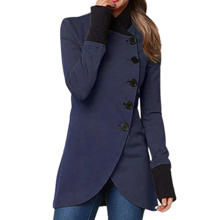 Women’s jacket with long sleeves, a stand-up collar, and buttons