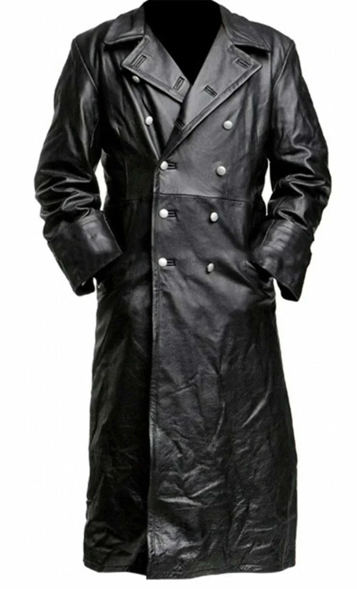 Men's Classic Leather Trench Coat - Jari