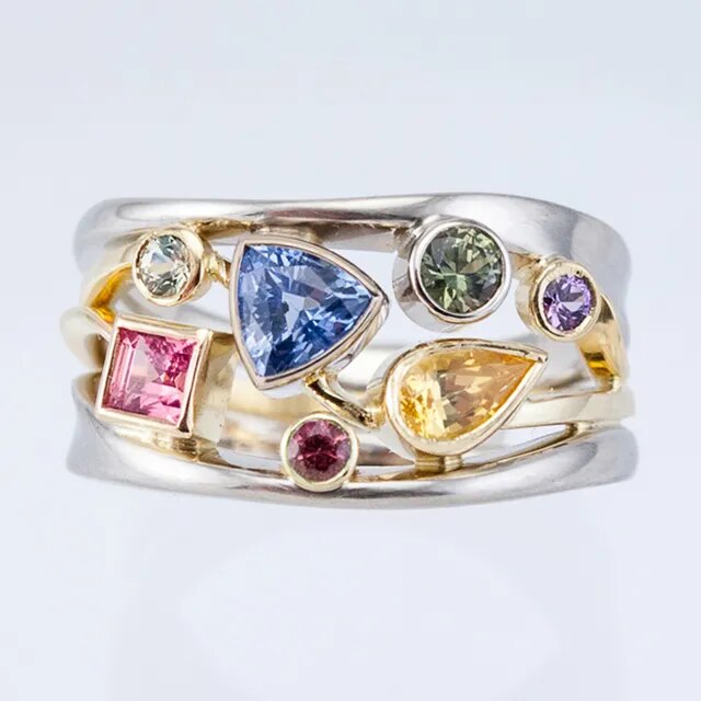 Vintage Ring Colorful Zircon