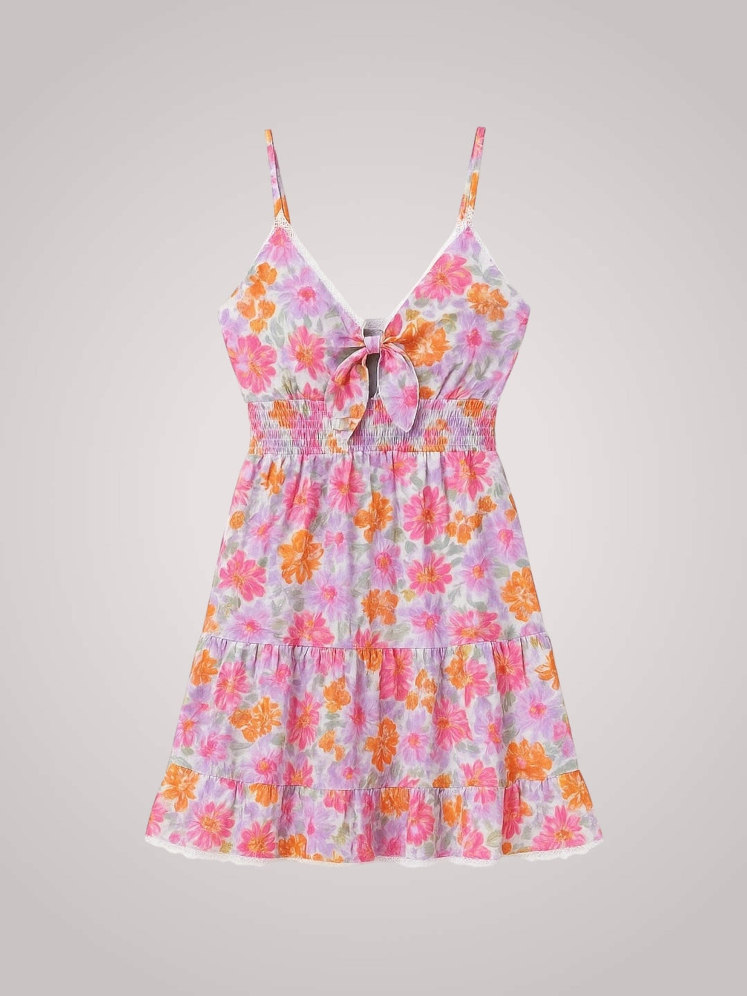 Rosie | Damen Mini-Blumenkleid mit Rüschensaum